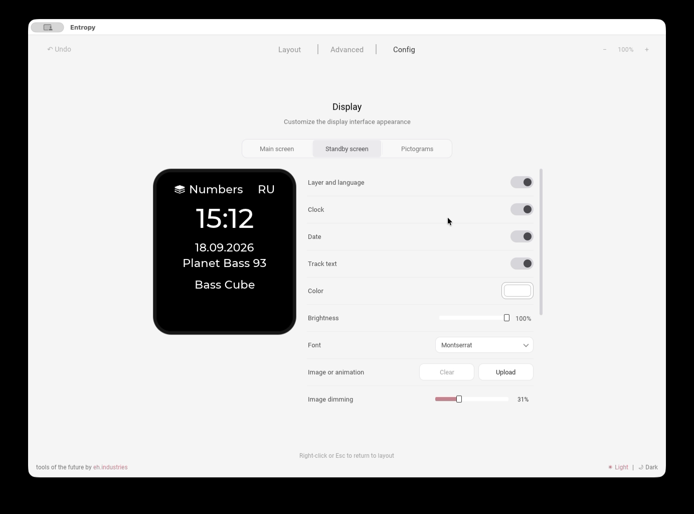 Upper standby screen settings for M4CR0Pad v3